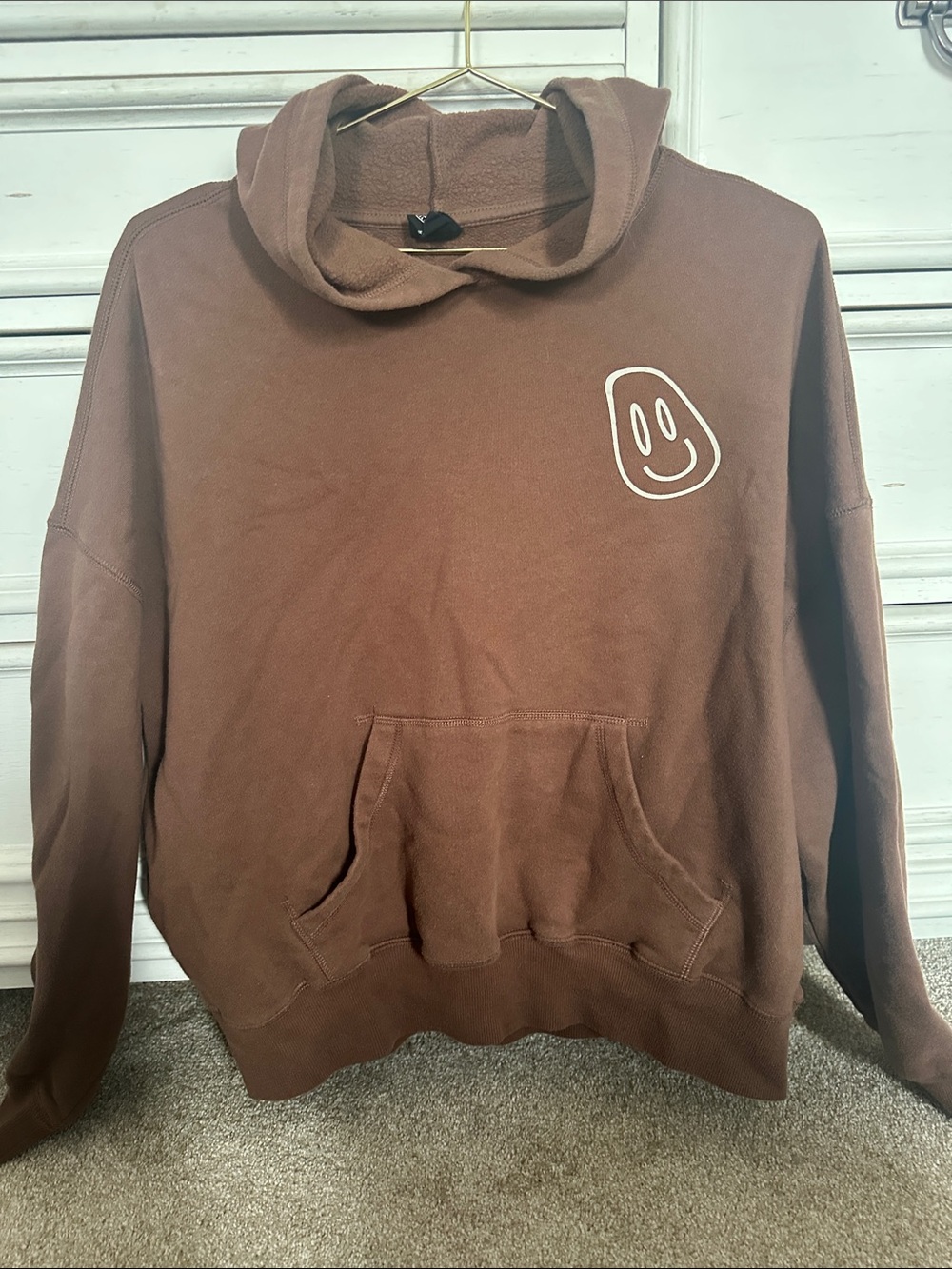 PacSun Brown Hoodie with White Smiley Graphic